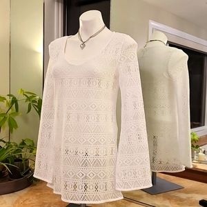 Cache, 2 Piece SET, Long Sleeve Lace Shell & Tank